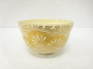 京焼　宮地英香造　金彩　波車　茶碗